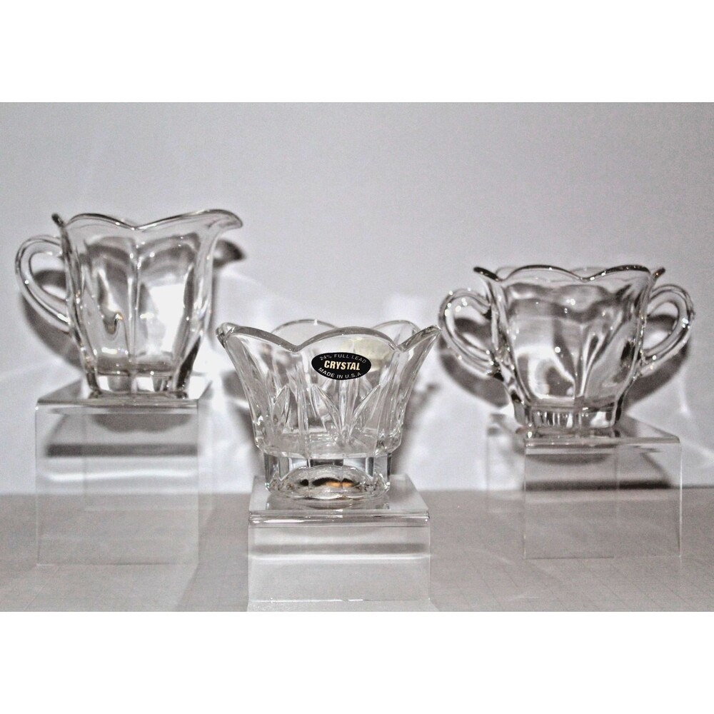 24% Fully Lead Crystal 3 Votive Candle Holder Made in USA